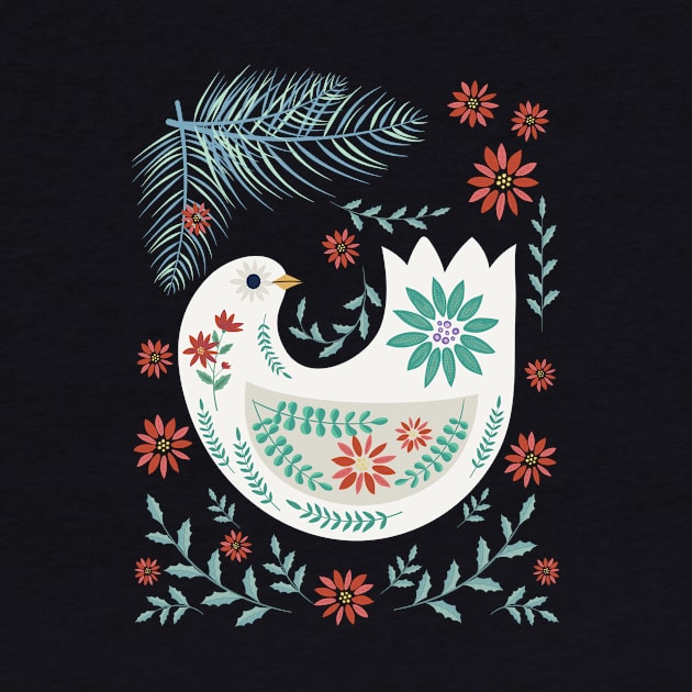 Folk Art Christmas Dove by SWON Design